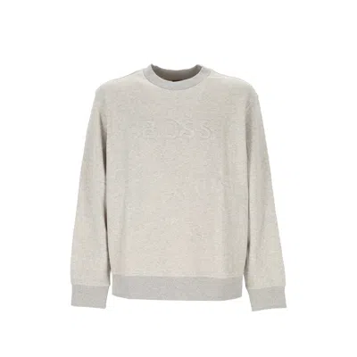 Hugo Boss Logo-embroidered Cotton Sweater In Neutral