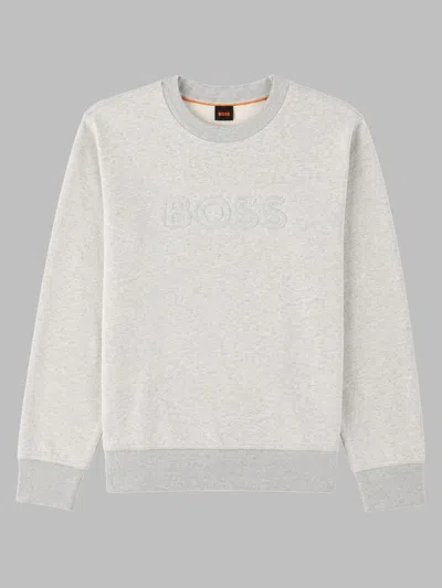 Hugo Boss Logo-embroidered Cotton Sweatshirt In Neutral
