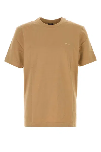 Hugo Boss Logo-embroidered Cotton T-shirt In Nude
