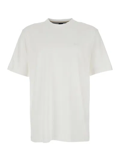 Hugo Boss Logo-embroidered Cotton T-shirt In White