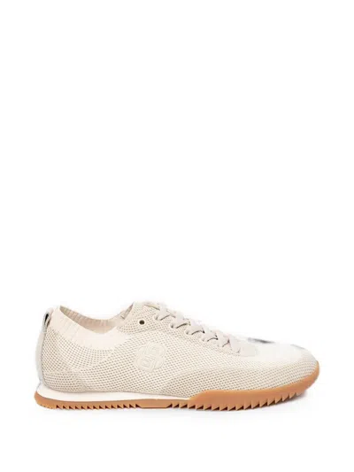 Hugo Boss Logo-embroidered Knit Sneakers In Neutral