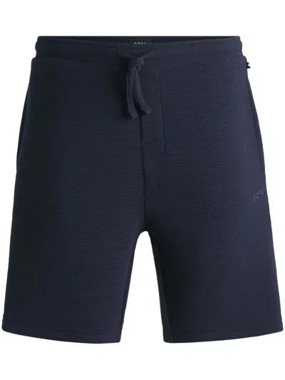 Hugo Boss Logo-embroidered Pajama Shorts In Blue