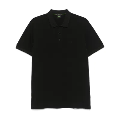 Hugo Boss Logo-embroidered Polo Shirt In Black