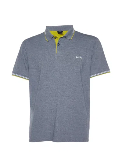 Pre-owned Hugo Boss Logo-embroidered Polo Shirt In Gray