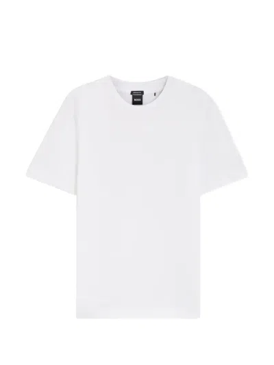 Hugo Boss Regular-fit T-shirt In Cotton With Sporty Motif In White