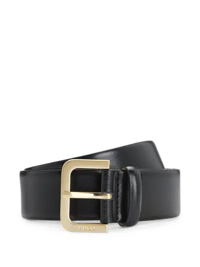 Hugo Boss Logo-engraved Buckle Belt In Black