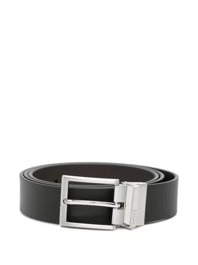 Hugo Boss Logo-engraved Buckle Belt In Black