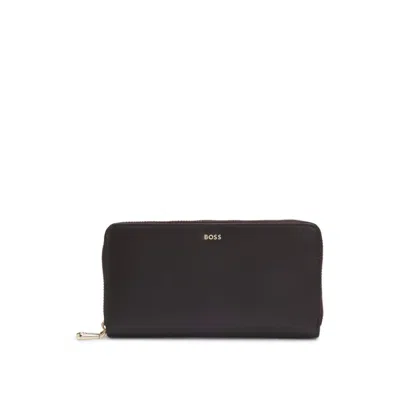 Hugo Boss Logo-lettering Wallet With Zip In Brown