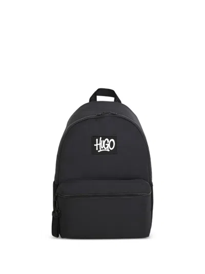 Hugo Boss Kids' Logo-patch Backpack In Black