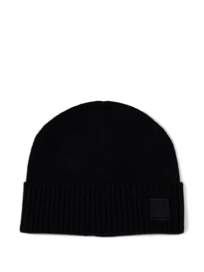 Hugo Boss Logo-patch Beanie Hat In Neutral