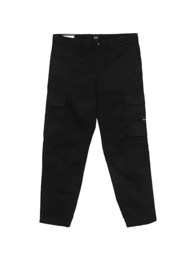 Hugo Boss Logo-patch Cargo Trousers In Black