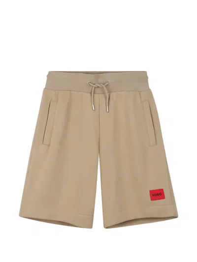 Hugo Boss Kids' Logo-patch Drawstring Shorts In Neutral