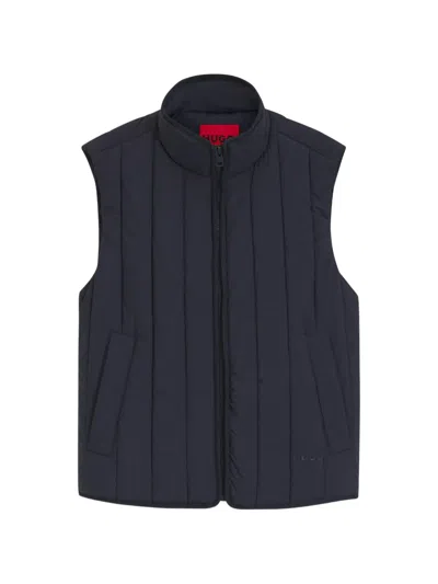 Hugo Boss Logo-patch Quilted Gilet In Blue