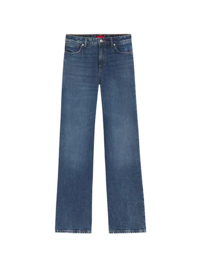 Hugo Boss Logo-patch Straight-leg Jeans In Blue