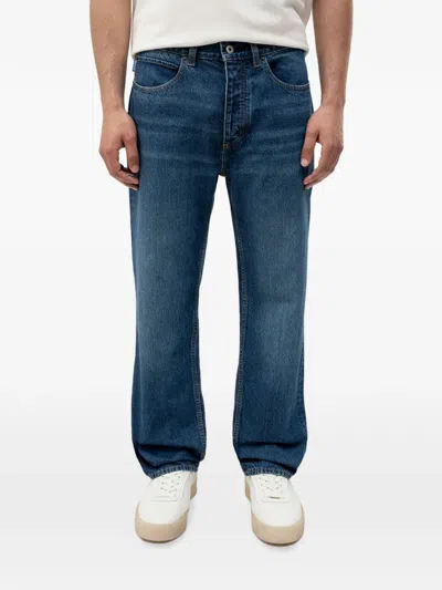 Hugo Boss Logo-patch Straight-leg Jeans In Blue