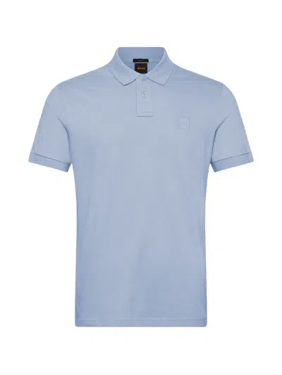 Hugo Boss Logo-patch Stretch-cotton Polo Shirt In Blue