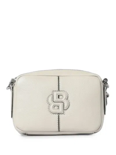 Hugo Boss Logo-plaque Pebbled-effect Shoulder Bag In White