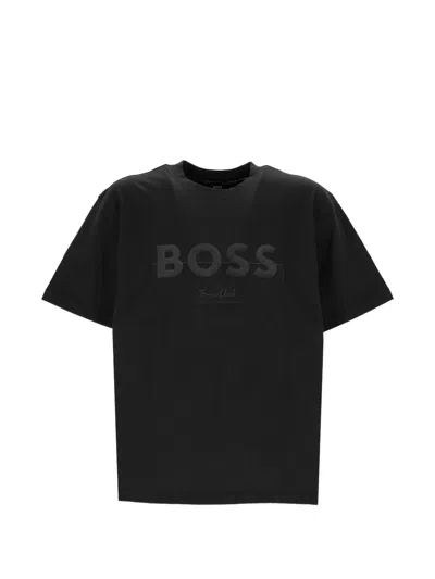 Hugo Boss Logo-print Crew-neck T-shirt In Black