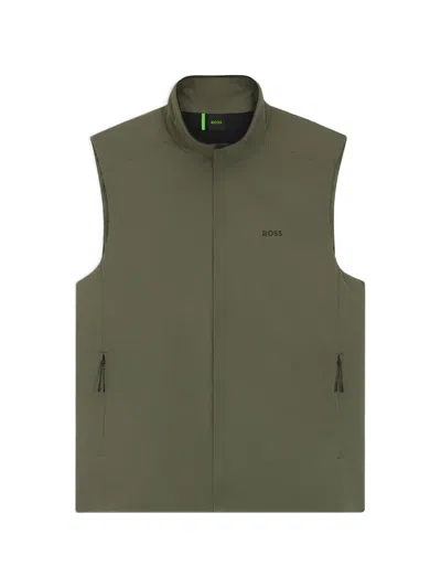 Hugo Boss Logo-print High-neck Gilet In Animal Print
