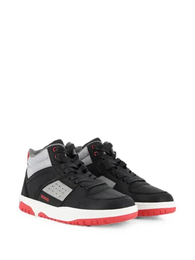 Hugo Boss Kids' Logo-print High-top Sneakers In Black