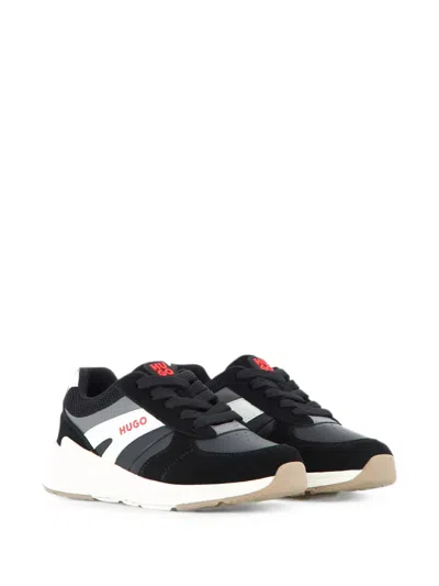 Hugo Boss Kids' Logo-print Panelled Sneakers In Animal Print