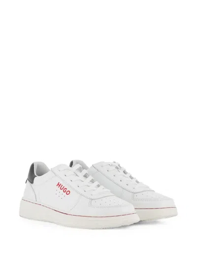 Hugo Boss Kids' Logo-print Perforated Sneakers In White