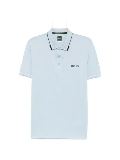 Hugo Boss Logo-print Polo Shirt In Blue