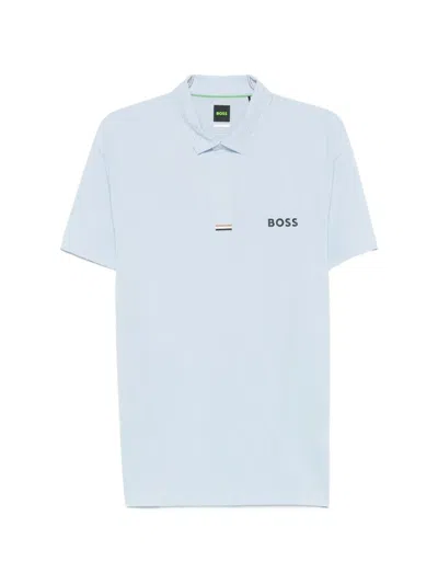 Hugo Boss Logo-print Polo Shirt In Blue