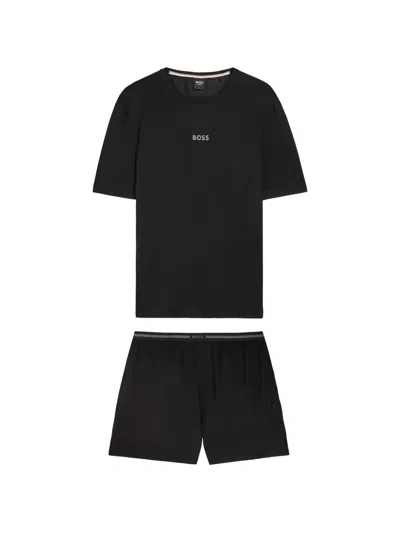 Hugo Boss Logo-print Pyjamas Set In Black