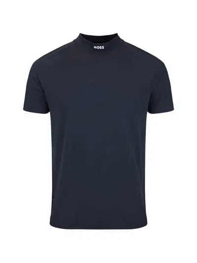 Hugo Boss Logo-print Raglan-sleeve T-shirt In Blue