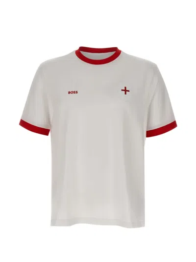 Hugo Boss Logo-print Rubber-patch T-shirt In White