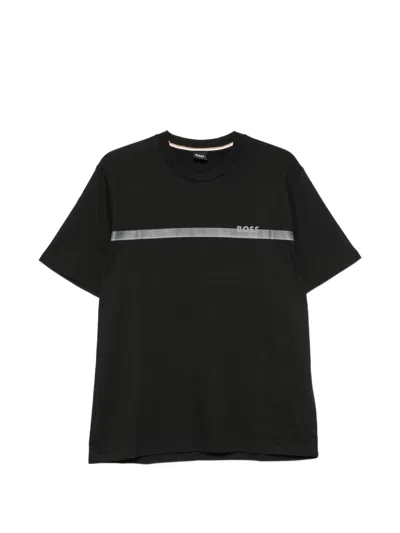 Hugo Boss Logo-print Striped T-shirt In Black