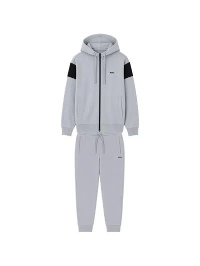 Hugo Boss Two-piece Set With Long-sleeved Zip-up Jacket In Gray