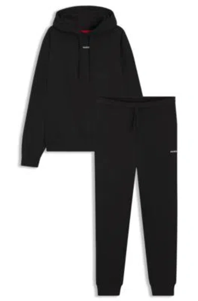 Hugo Boss Logo-print Tracksuit In Cotton Terry In Black