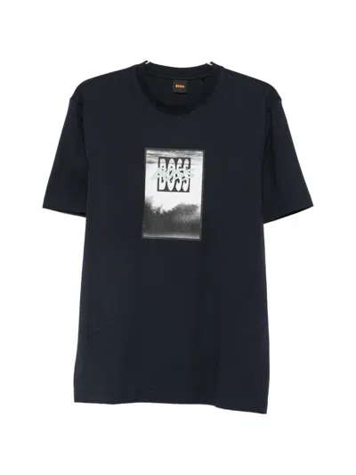 Hugo Boss Logo-print T-shirt In Blue