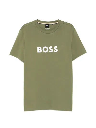 Hugo Boss Logo-print Cotton T-shirt In Green