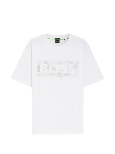 Hugo Boss Logo-artwork T-shirt In Stretch Cotton In Animal Print
