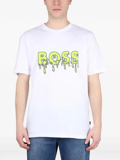 Hugo Boss Boss Logo Print T-shirt For Men In White