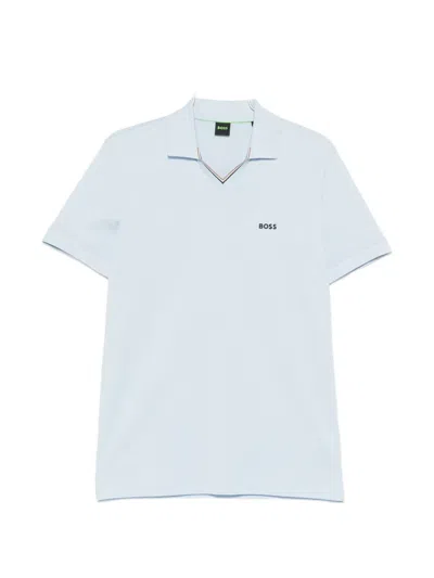 Hugo Boss Logo-print V-neck T-shirt In Blue