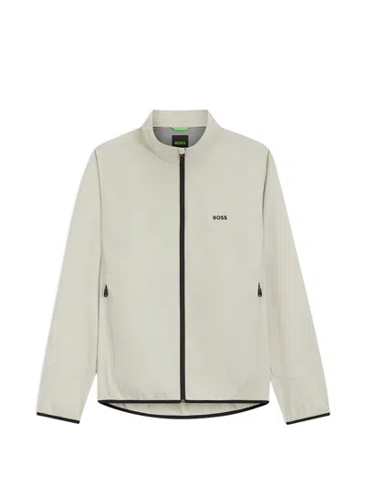 Hugo Boss Logo-print Zip-up Jacket In White