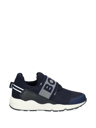 Hugo Boss Kids' Logo-strap Sneakers In Blue