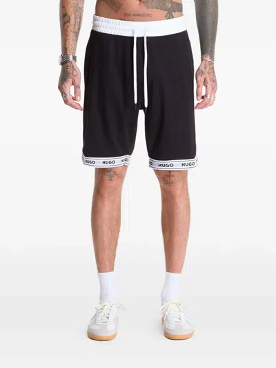 Hugo Boss Logo-trim Drawstring Shorts In Black