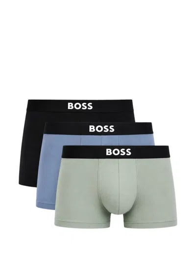 Hugo Boss Logo-waistband Boxer Briefs (set Of Three) In Black