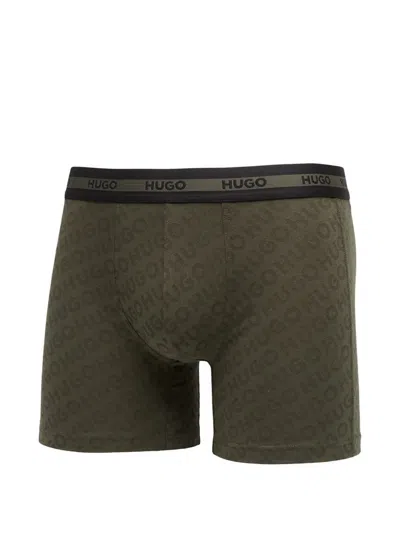 Hugo Boss Logo-waistband Boxer Briefs (set Of Three) In Green