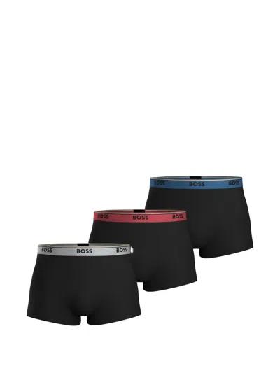 Hugo Boss Logo-waistband Boxers (set Of Three) In Black