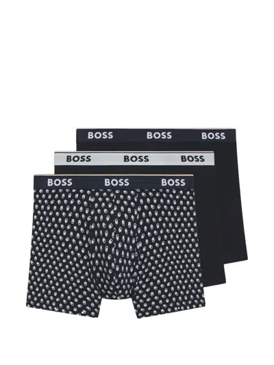 Hugo Boss Logo-waistband Boxers (set Of Three) In Black