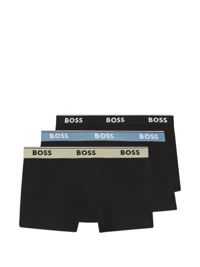 Hugo Boss Logo-waistband Boxers (set Of Three) In Black
