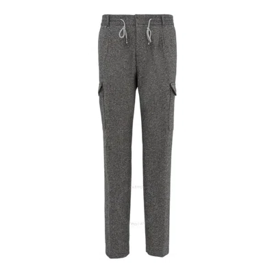 Hugo Boss Long Drawstring Wool Pants In Grey