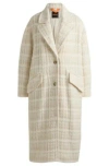 Hugo Boss Long-length Blazer-style Coat In Tweed In White