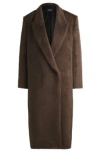 Hugo Boss Long-length Coat In Alpaca And Wool In Brown